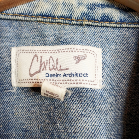 80's Vintage Metallic Stud Denim Architect Vest Cropped Distressed Stone Wash - Picture 9 of 15